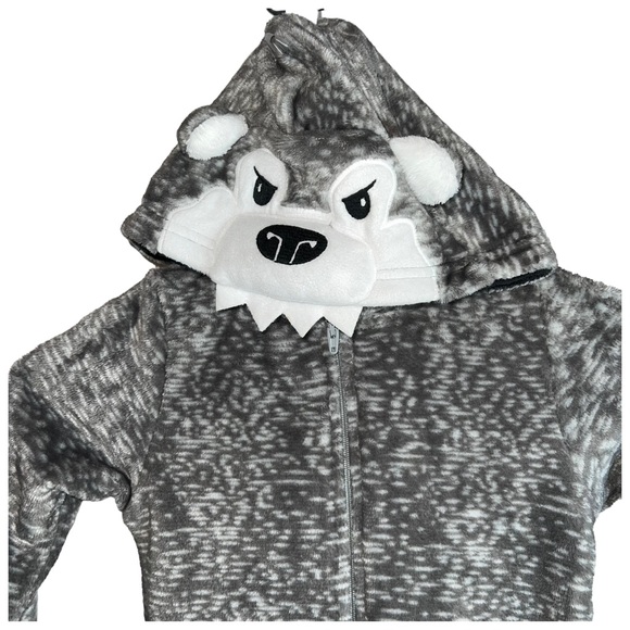 NEW Jellifish Kids Wolf Onsie Kids Sz 3T Gray Zip Up Onsie with Wolf Hoody - Picture 2 of 12